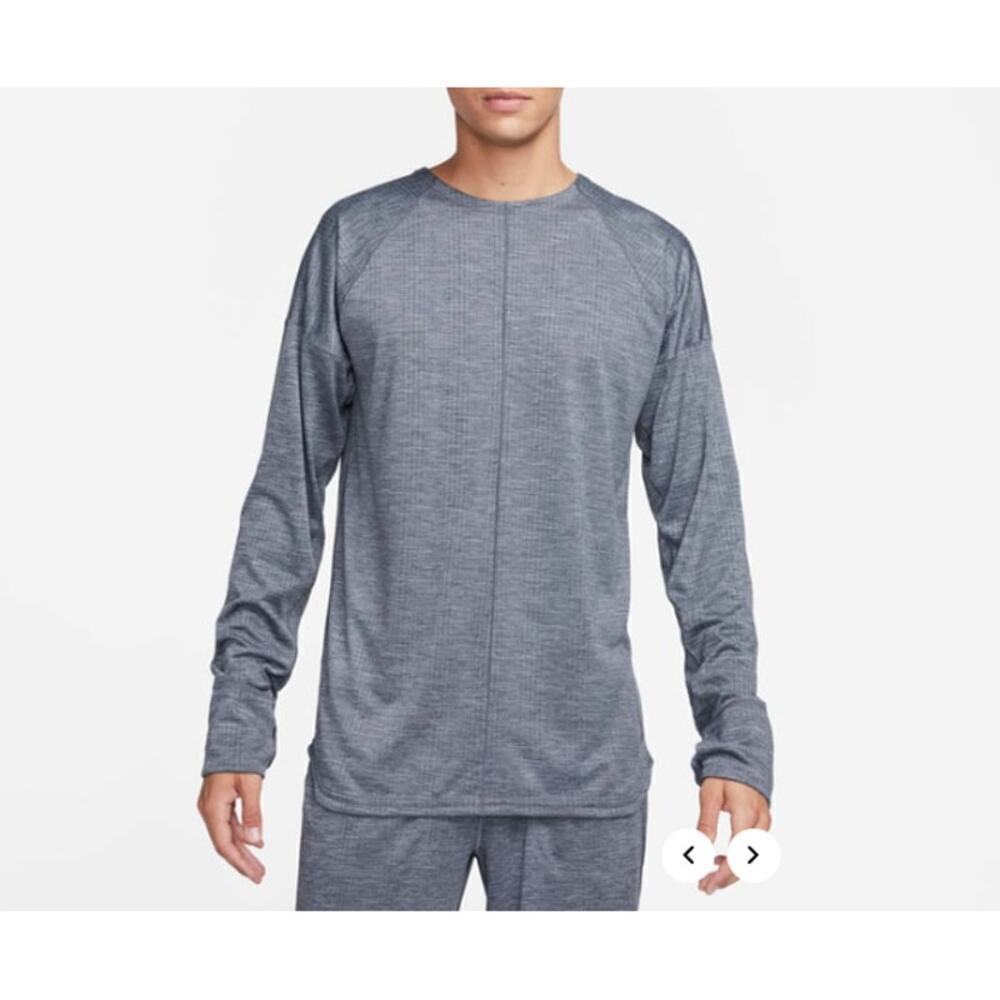 Nike Yoga Men's Cool Grey Heather Dri-FIT Crew Top Size L